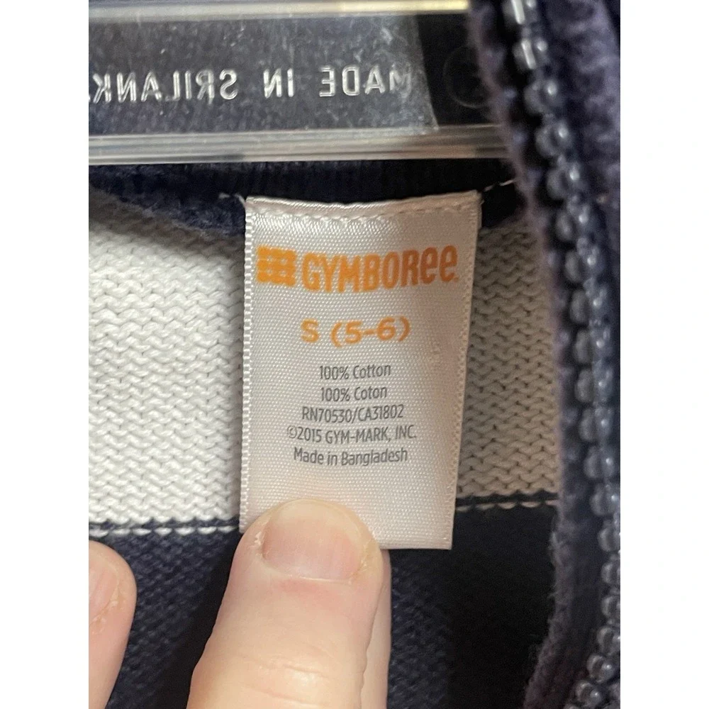Gymboree Boys Size‎ S 5/6 Cotton Pullover Sweater Blue Yellow Gray White 1/4 Zip
